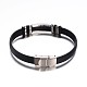 Bracelets de cordon en cuir PU de bioux couleur noir BJEW-G467-06-2