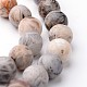 Frosted Round Natural Bamboo Leaf Agate Bead Strands G-J346-32-10mm-1