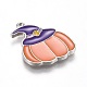 秋のテーマ合金エナメルペンダント  紫色の魔法の帽子とオレンジ色のカボチャ  プラチナ  22x18.5x1.5mm  穴：1.6mm X-ENAM-J649-07P-3