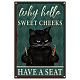 Creatcabin Plaque en métal pour barbier en forme de chat Sweet Cheeks Have a Seat - Décoration vintage amusante à suspendre pour salon de coiffure AJEW-WH0157-554-1