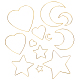 Pandahall 12 unids 4 tamaños atrapasueños anillos de metal oro corazón luna forma de estrella atrapasueños aro en 4 tamaños para decoración de corona de boda IFIN-PH0015-03-1
