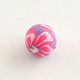 Handmade Flower Pattern Polymer Clay Round Beads CLAY-Q172-06-1