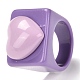アクリル指指輪  樹脂の心を持つ正方形  ピンク  usサイズ7 3/4(17.9mm)  7~20mm  内径：18mm RJEW-P022-F01-5