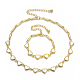 Conjuntos de joyas con collar y pulsera con eslabones de corazón. BJEW-S121-05-1