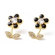 Enamel Flower of Life Stud Earrings with Clear Cubic Zirconia EJEW-I266-12G-01-1