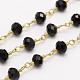 Faceted Rondelle Handmade Electroplate Glass Beaded Chains CHC-L030-05-1
