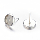 Impostazioni di orecchini in ottone placcato color argento X-IFIN-Q006-S-NF-2