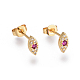 Brass Micro Pave Cubic Zirconia Stud Earrings EJEW-F201-07G-1