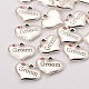 Wedding Theme Antique Silver Tone Tibetan Style Alloy Heart with Groom Rhinestone Charms TIBEP-N005-20B-2