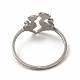 304 anello da dito doppio gatto in acciaio inossidabile per donna RJEW-K239-04P-3