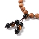 Wood & Tiger Eye Beads Wrap Necklaces NJEW-JN04135-5