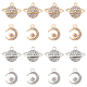 UNICRAFTALE 32Pcs 2 Styles 2 Colors Planet Pendants Crescent Moon Charms Alloy Pendants with Rhinestone 15~15.5mm Rhinestone Planet Charms Crescent Moon Necklace Pendants for Jewelry Making FIND-UN0001-36-1