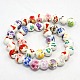 Perles porcelaine styles mélangés fleur à la main imprimé rondes en céramique brins PORC-M004-02M-2