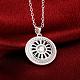 Silver Plated Brass Cubic Zirconia Flat Round Pendant Necklaces NJEW-BB07982-3