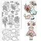 Globleland 1Pc Flower and Girl Custom PVC Clear Stamps DIY-GL0004-76-1