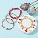 4 pièces 4 styles de bracelets extensibles en perles de verre et de coquillage BJEW-TA00289-6