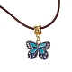 Colliers à pendentif papillon en alliage émaillé NJEW-JN04580-03-1