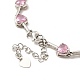 Cubic Zirconia Heart Link Chain Lariat Necklace NJEW-E074-07-5