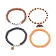 4 pièces 4 style polymère argile heishi surfeur bracelets extensibles ensemble avec alliage émail chauve-souris citrouille breloques BJEW-TA00270-1