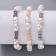 Pulseras elásticas de perlas barrocas naturales BJEW-JB05059-3
