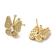 Rack Plating Real 18K Gold Plated Brass Butterfly Stud Earrings EJEW-B034-06G-2