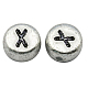 Perline con lettere a foro orizzontale in acrilico placcato color argento X-MACR-PB43C9070-X-1