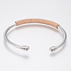 Bracelets manchettes bracelets jonc avec boule en 304 acier inoxydable BJEW-H570-31-3