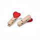 Embarcaciones de madera clavijas clips con los abalorios del corazón WOOD-R249-006-3