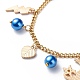 Alloy Enamel & Glass Pearl Charm Bracelet with 304 Stainless Steel Chains for Women BJEW-JB08707-02-5