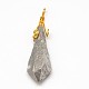 Electroplate Golden Wire Wrapped Gemstone Natural Rough Raw Crystal Pendants G-L133-08D-1