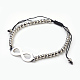 Bracelets de perles tressées avec intercalaires perles rondes lisses en 304 acier inoxydable BJEW-JB03834-02-1