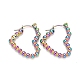 Ion Plating(IP) Rainbow Color Heart 304 Stainless Steel Hoop Earrings for Women STAS-A057-19MC-1