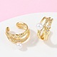 C-образные серьги-каффы из латуни с микропаве из прозрачных кубических цирконий EJEW-Z111-04G-02-3