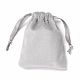 ビロードのアクセサリー類の巾着袋  サテンリボン付き  長方形  銀  10x8x0.3cm TP-D001-01A-03-2