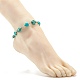 Bracelet de cheville perlé turquoise synthétique cœur et tortue AJEW-AN00459-02-3