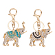 Wadorn 2 pièces 2 couleurs mignon éléphant émail strass pendentif porte-clés KEYC-WR0001-39-1