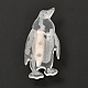 ペンギンラペルピン  鉄のピンが付いている透明な樹脂ブローチ  ステンレス鋼色  透明  50x22x8.8mm JEWB-C009-42-2
