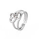 304 Stainless Steel Interlocking Heart Cuff Ring RJEW-N038-043P-3