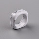 正方形の不透明な樹脂の指輪  天然石風  ホワイトスモーク  usサイズ6 1/2(16.9mm) RJEW-S046-003-B01-2