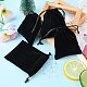 Black Rectangle Shaped Velvet Jewelry Drawstring Bags X-TP010-2-6