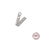 Real Platinum Plated Rhodium Plated 925 Sterling Silver Micro Pave Clear Cubic Zirconia Charms STER-P054-10P-V-1