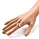 女の子の女性のためのナザールボンジュウナチュラルシェルフィンガー指輪  ゴールデンブラスリング  混合形状  ホワイト  usサイズ6 3/4(17.1mm) RJEW-JR00394-3