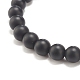 3pcs 3 bracelets extensibles en perles rondes en pierre noire synthétique de couleur sertie de lion en laiton BJEW-JB07864-5