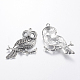 Antique Silver Owl Pendant Cabochon Settings for Halloween X-TIBEP-C022-AS-2