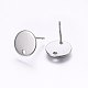 Flat Plate 201 Stainless Steel Stud Earring Findings STAS-I095-04P-A-2