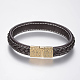 Braided Leather Cord Bracelets BJEW-H561-02G-2