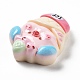 豚をテーマにした不透明樹脂カボション  ジュエリー作り用のかわいいブタの食べ物カボション  アイスクリーム  ピンク  27x21.5x8mm RESI-I057-A06-3