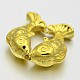 Double Fish Brass Beads KK-E660-01G-2