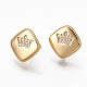 Brass Micro Pave Clear Cubic Zirconia Stud Earring Findings ZIRC-Q021-071G-NF-2