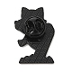 動物エナメルピン  バックパックの衣類用の黒合金ブローチ  猫の形  30x20.5x1.5mm JEWB-H020-04EB-01-2